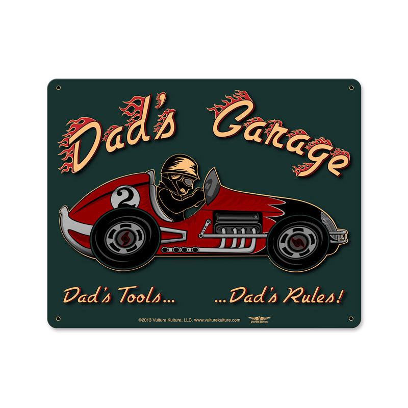 Dad'S Garage Racecar Vintage Sign