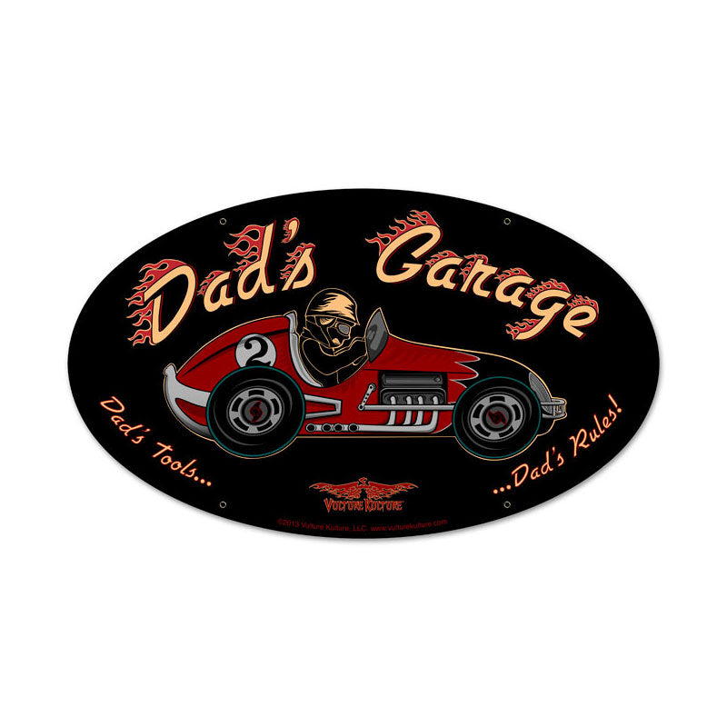 Dad'S Garage Racecar Vintage Sign