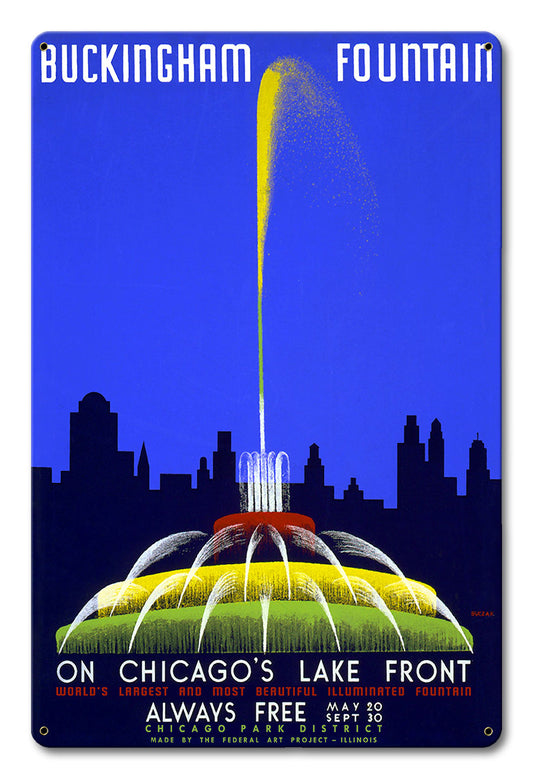 Buckingham Fountain Vintage Metal Sign