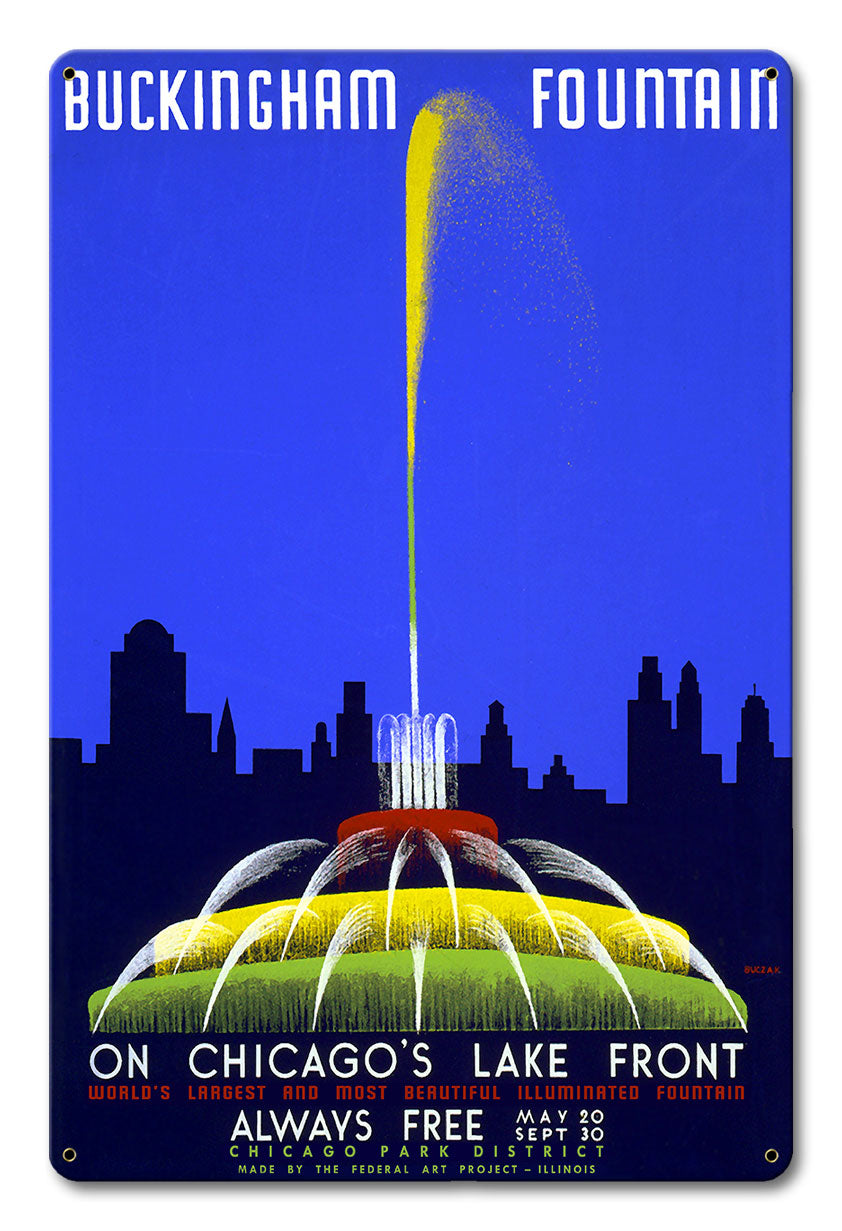 Buckingham Fountain Vintage Metal Sign