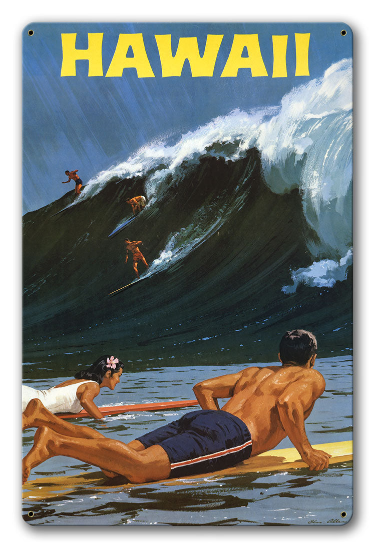 Hawaii Surfing Vintage Metal Sign