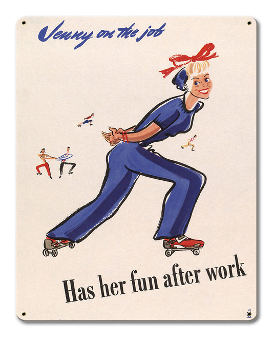 Jenny On The Job After Work Vintage Metal Sign