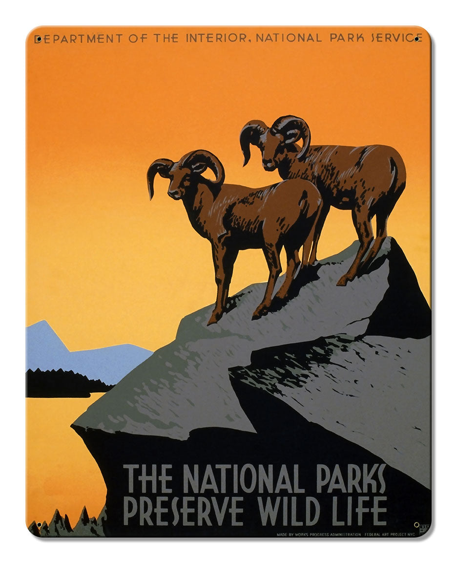 National Parks Preserve Wild Life Vintage Metal Sign