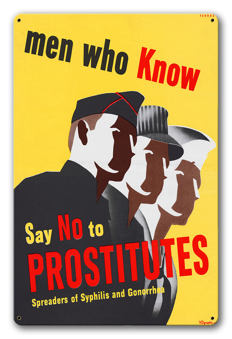 Say No To Prostitutes Vintage Metal Sign