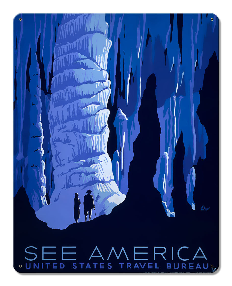 See America Blue Cavern Vintage Metal Sign