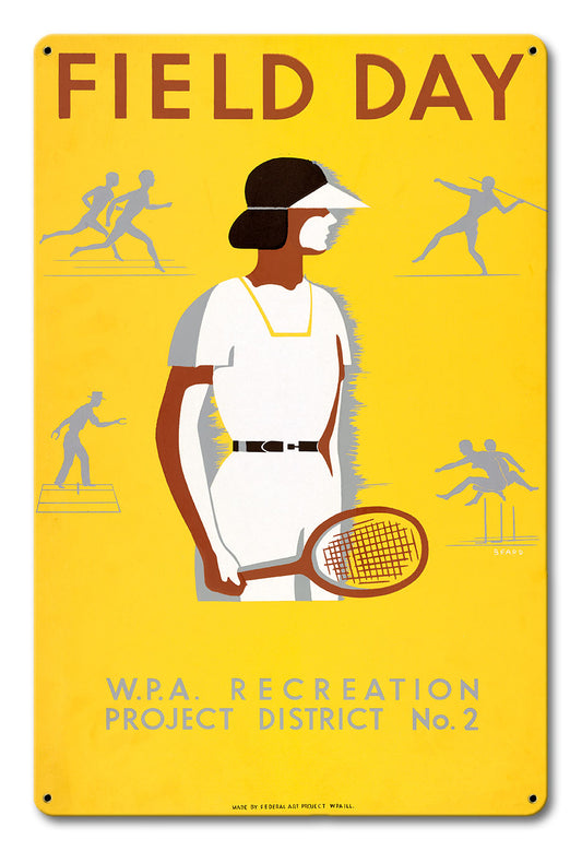 Wpa Field Day Vintage Metal Sign