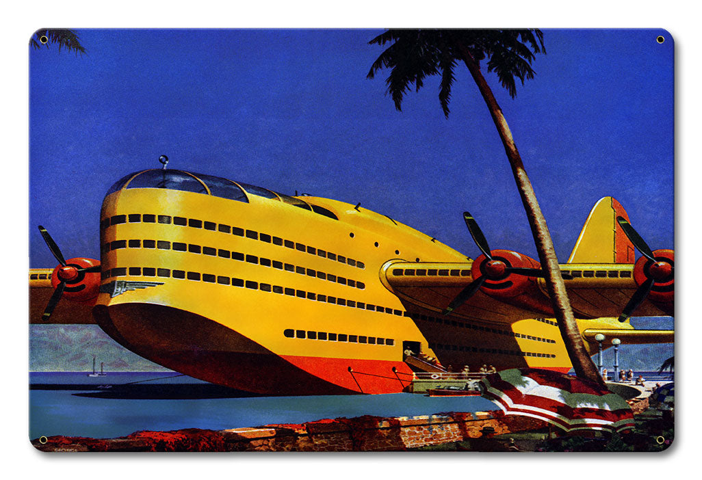 Fantasy Seaplane Vintage Metal Sign