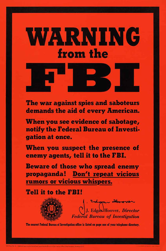 Warning From Fbi Vintage Metal Sign