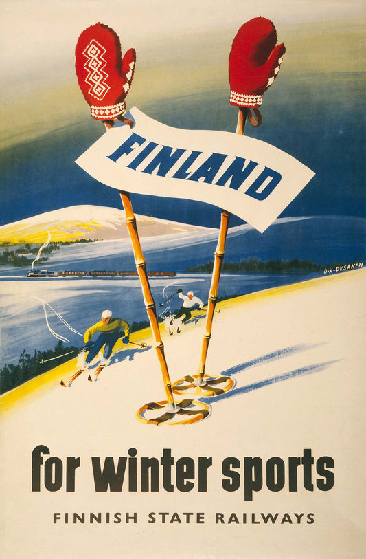Finland For Winter Sports Vintage Metal Sign