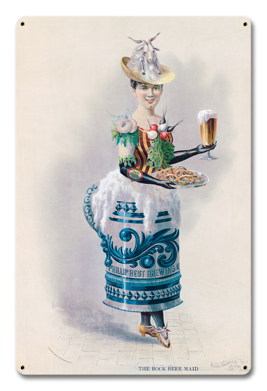 Bock Beer Maid 12 X 18 vintage metal sign