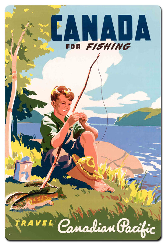 Canada For Fishing 24 X 36 vintage metal sign