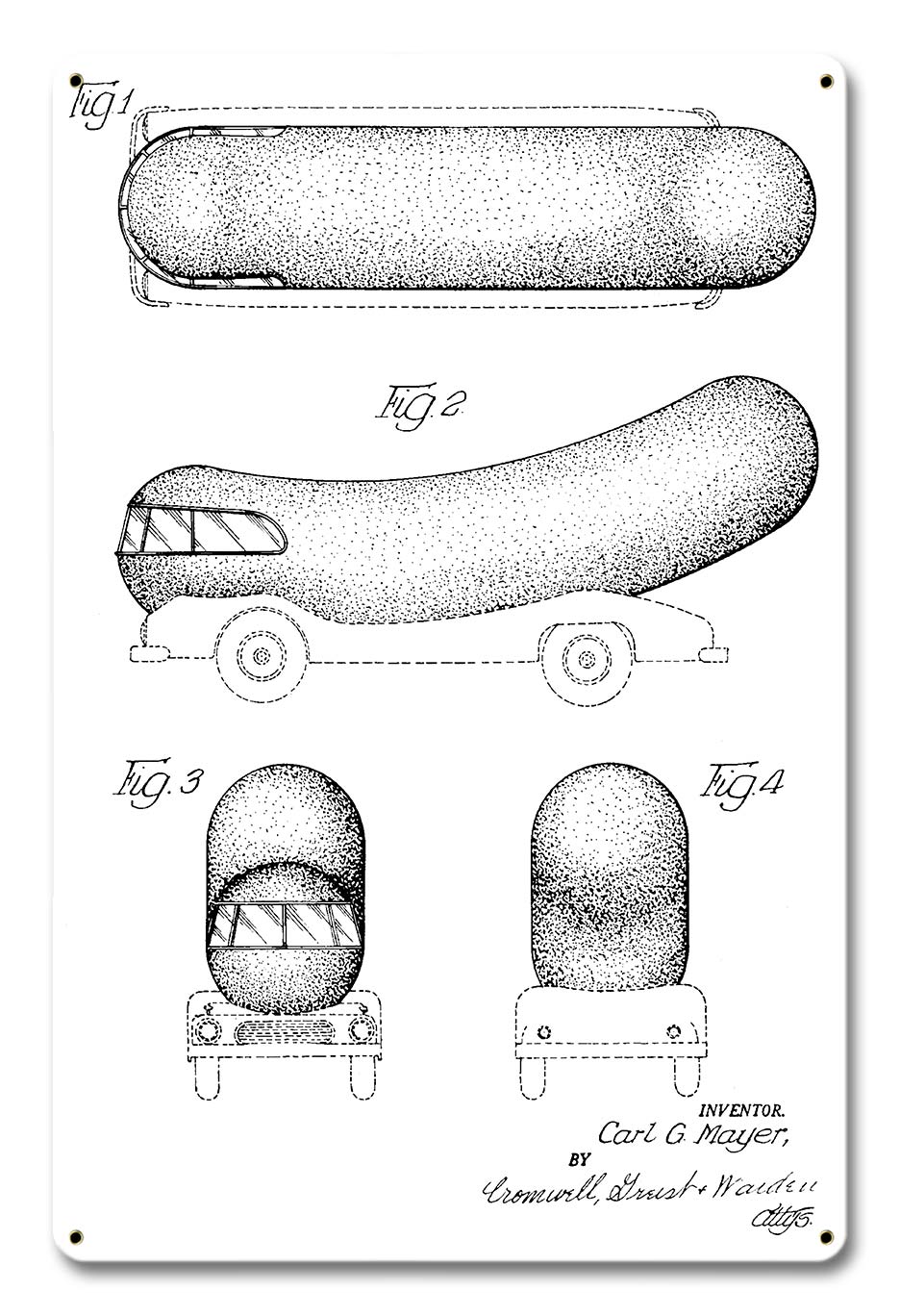 Weinermobile Patent Metal Sign 12in X 18in 