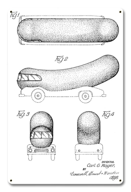 Weinermobile Patent Metal Sign 12in X 18in 