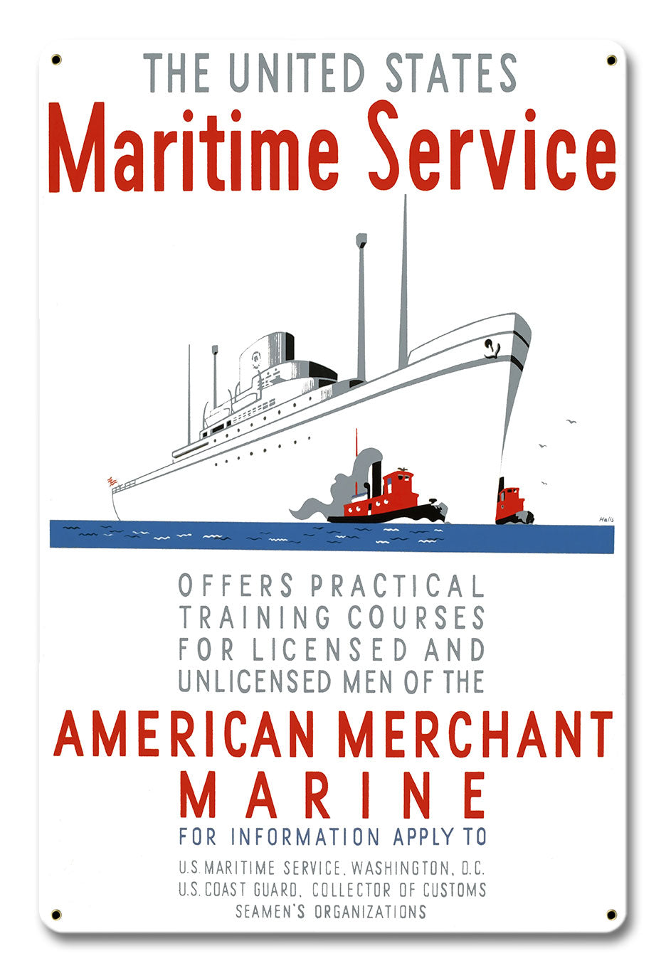Maritime Service Metal Sign 12in X 18in 