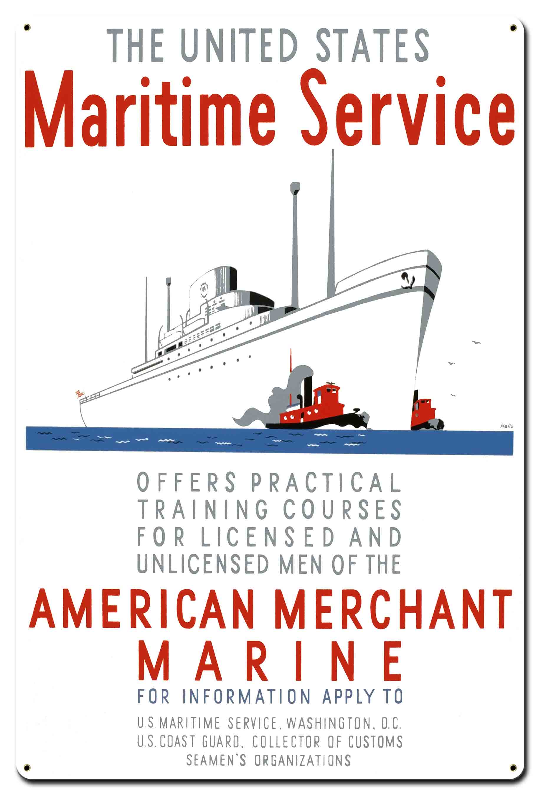 Maritime Service Metal Sign 24in X 36in 