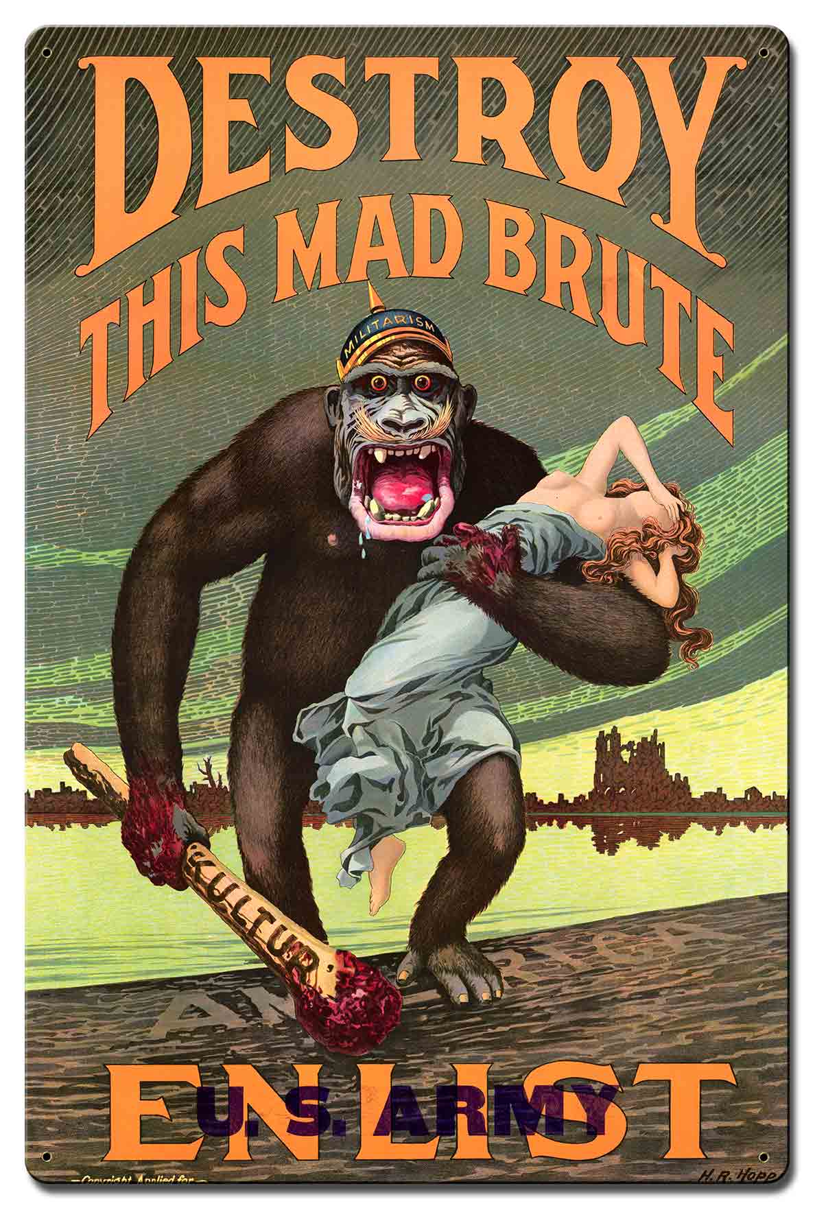 DESTROY THE MAD BRUTE Metal Sign 16in X 24in 
