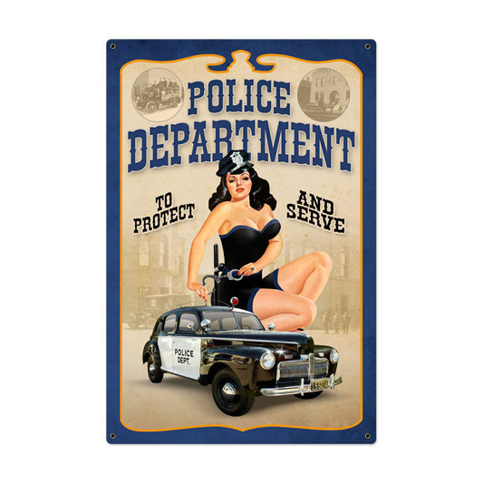 Police Department Pinup Vintage Sign