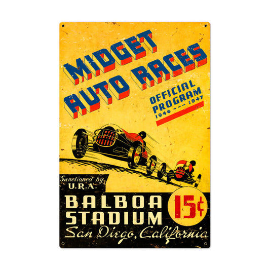 Midget Auto Races Vintage Sign