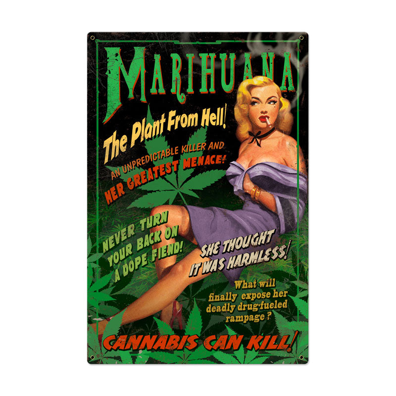 Marijuana Pinup Vintage Sign