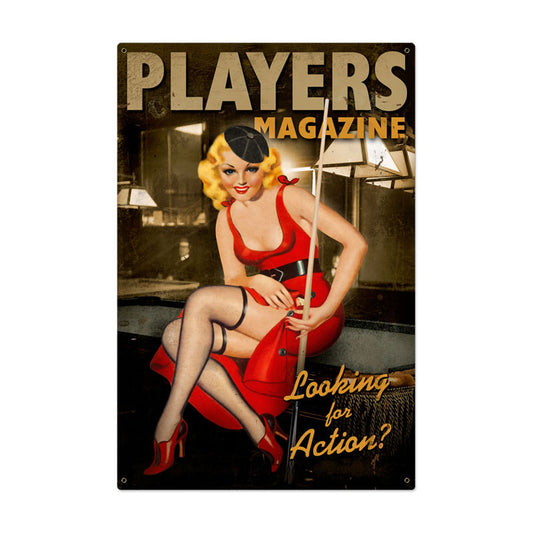 Players Pool Girl Vintage Sign