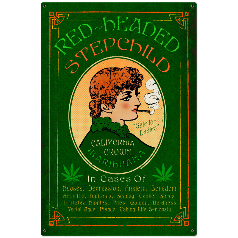 Red Headed Marijuana Vintage Sign