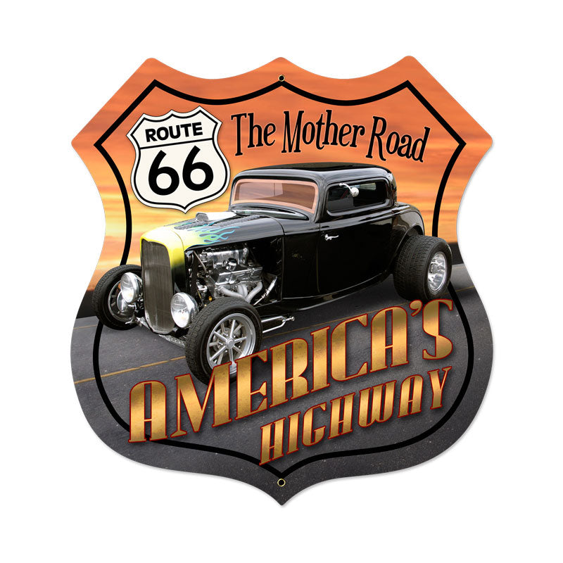 Route 66 Hot Rod Vintage Sign