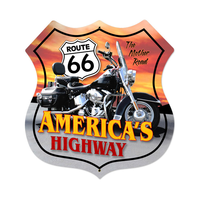 Route 66 Motorcycle Vintage Sign