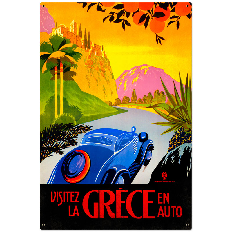 Greece Auto Travel Vintage Sign
