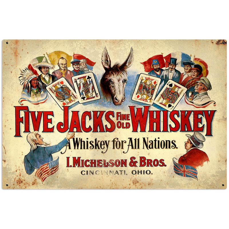 Five Jacks Whiskey Vintage Sign