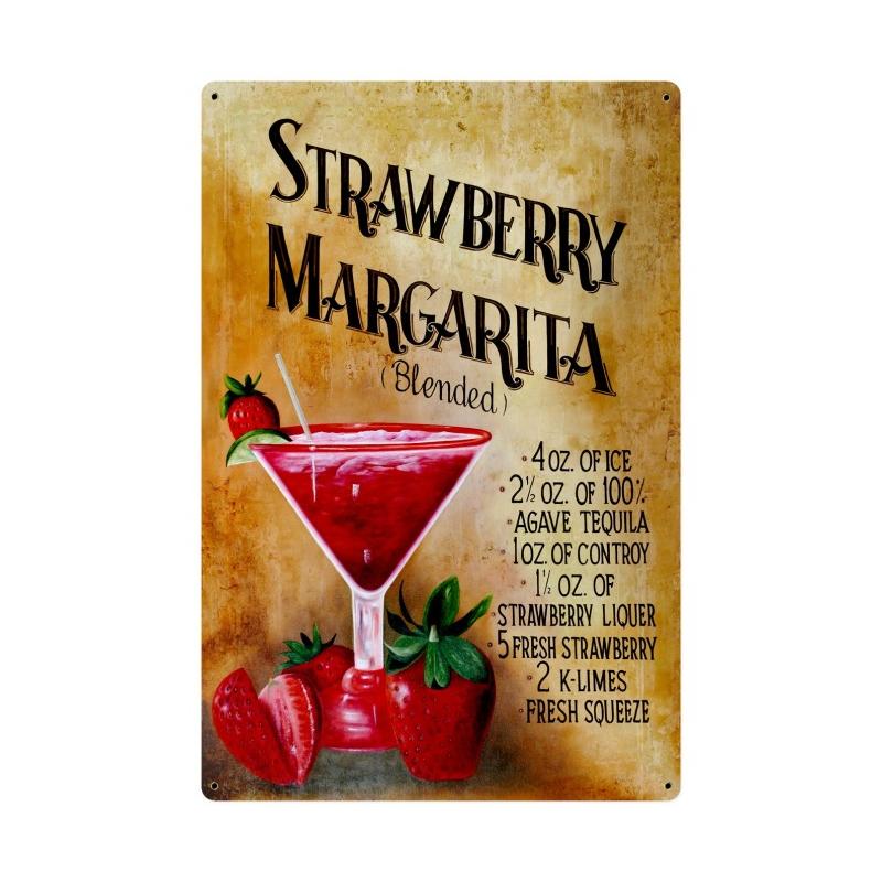 Strawberry Margarita Recipe Vintage Sign