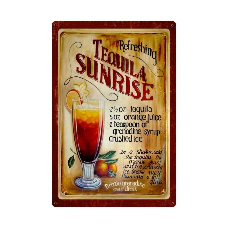 Tequila Sunrise Recipe Vintage Sign