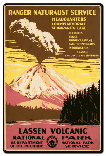 Lassen Volcanic Park Service Vintage Sign