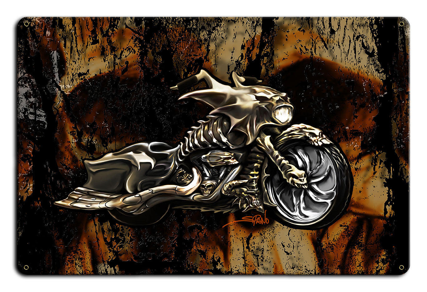 Evil Bones Motorcycle Vintage Sign